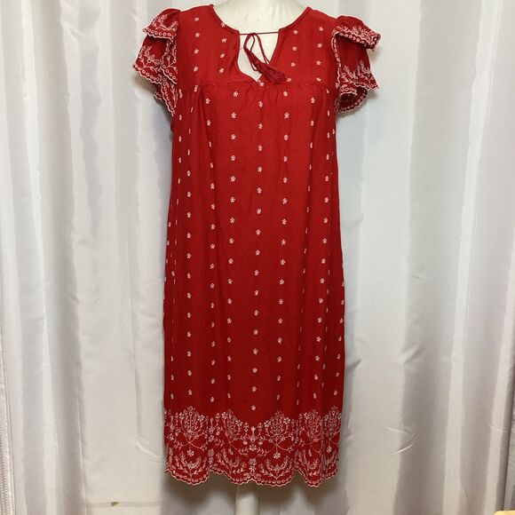 Old Navy Red Bandana Dress Womens Small Ruffle Short Sleeve - Picture 1 of 6